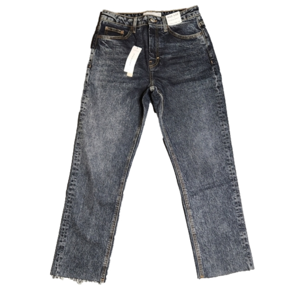 Topshop Jeans NWT High Waisted Straight Leg Black Size 6